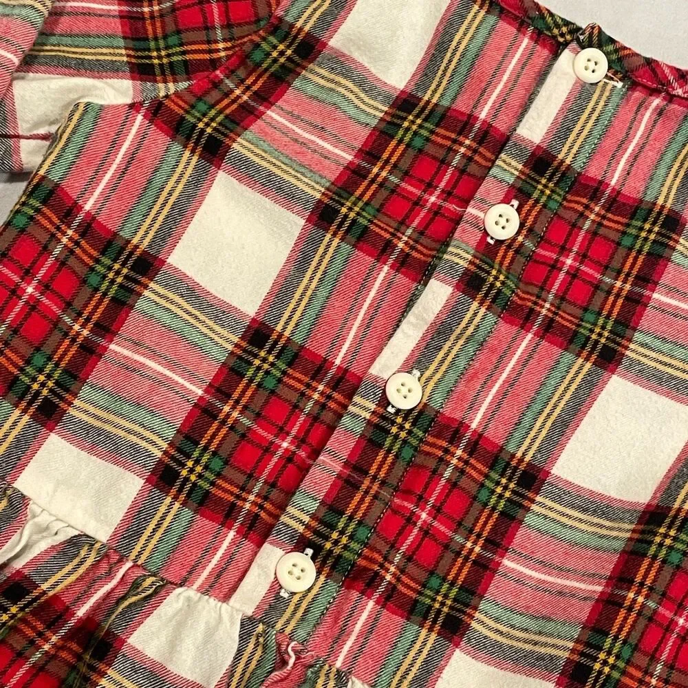 ~ Hanna Andersson 4 Plaid Flannel Top Long Sleeves Soft Red Green Black Shirt